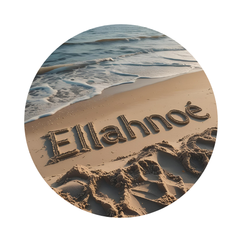 ELLAHNOE écrit dans le sable, symbole de la femme médecine